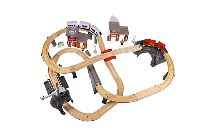 Calea ferată din lemn - trenuleț cu baterii de 4,8 metri