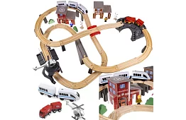 Calea ferată din lemn - trenuleț cu baterii de 4,8 metri