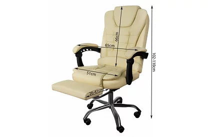 Scaun de birou cu suport pentru picioare extensibil - crem