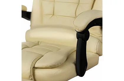 Scaun de birou cu suport pentru picioare extensibil - crem