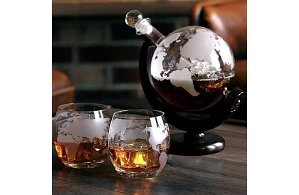 Set mare – carafă globe cu pahare de whisky