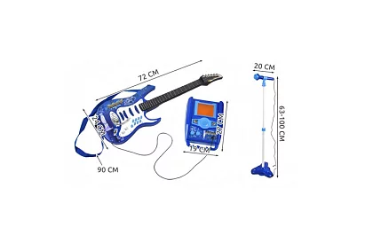 Set muzical – albastră - chitară + amplificator + microfon