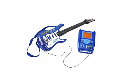 Set muzical – albastră - chitară + amplificator + microfon