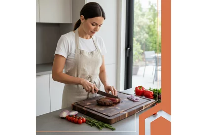 Placă de tăiat din lemn de acacia – 43 × 33 × 3 cm