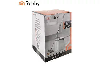 Mop plat cu fund plat + găleată de 11 litri – cu două compartimente și accesorii