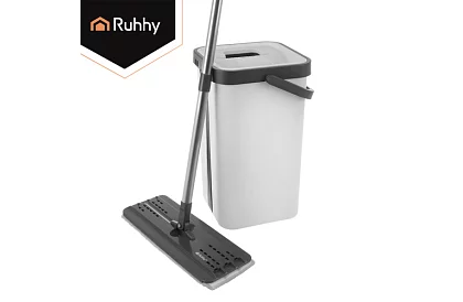 Mop plat cu fund plat + găleată de 11 litri – cu două compartimente și accesorii