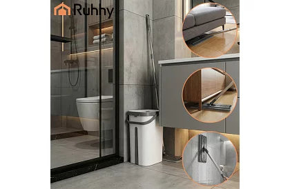 Mop plat cu fund plat + găleată de 11 litri – cu două compartimente și accesorii