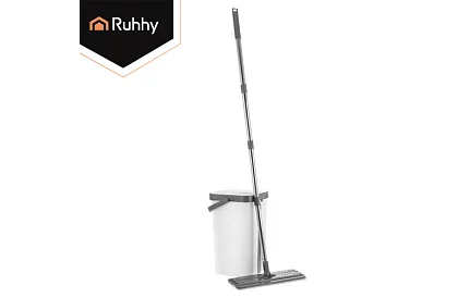 Mop plat cu fund plat + găleată de 11 litri – cu două compartimente și accesorii