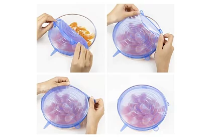 Capace din silicon pentru etanșarea recipientelor – set de 6 bucăți