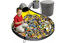 Coș de depozitare practic pentru jucării cu covoraș de joacă