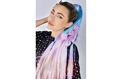 Păr sintetic ombre împletit strălucitor – violet-albastru