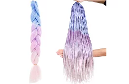 Păr sintetic ombre împletit strălucitor – violet-albastru