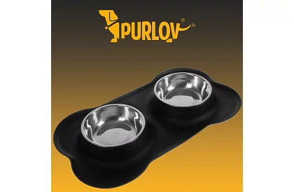 Bol cuvă dublă cu suport – 2 × 450 ml