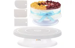 Placa rotativă pentru decorarea tortului + 3 spatule