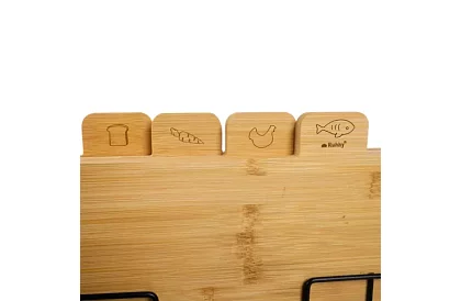 Tăvițe de bambus pentru tăiat – set de 4 bucăți în suport