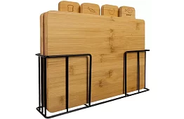 Tăvițe de bambus pentru tăiat – set de 4 bucăți în suport