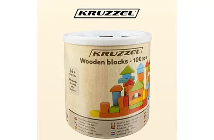 Blocuri de lemn în găleată cu sortator de forme – 100 buc.