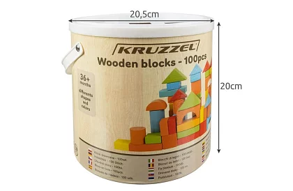 Blocuri de lemn în găleată cu sortator de forme – 100 buc.