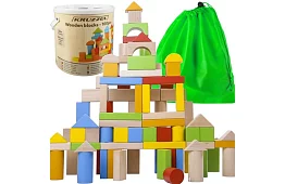 Blocuri de lemn în găleată cu sortator de forme – 100 buc.