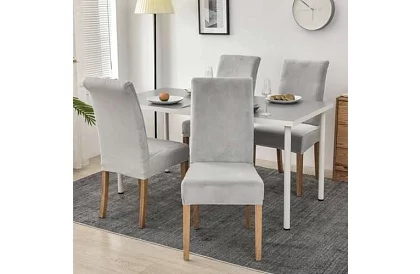 Husă de catifea pentru scaun - gri