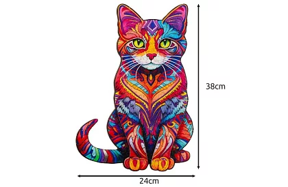 Puzzle din lemn pisică – 130 de piese – 38 × 24 cm