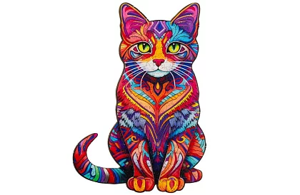 Puzzle din lemn pisică – 130 de piese – 38 × 24 cm