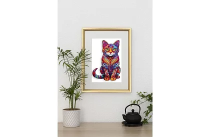 Puzzle din lemn pisică – 130 de piese – 38 × 24 cm