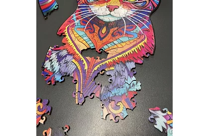 Puzzle din lemn pisică – 130 de piese – 38 × 24 cm