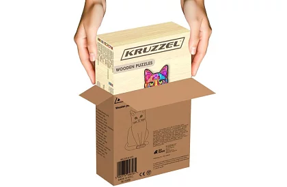 Puzzle din lemn pisică – 130 de piese – 38 × 24 cm