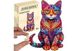 Puzzle din lemn pisică – 130 de piese – 38 × 24 cm