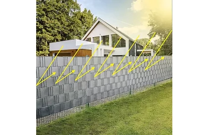 Bandă de umbrire pentru gard gri - panou 630 g/m² + cleme