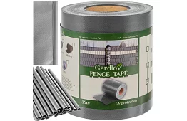 Bandă de umbrire pentru gard gri - panou 630 g/m² + cleme