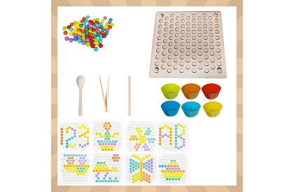 Puzzle cu bile din lemn