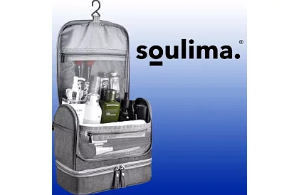 Geantă cosmetică de călătorie cu mânere pentru suspendare