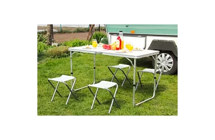 Set de camping pliant - masă + 4 scaune