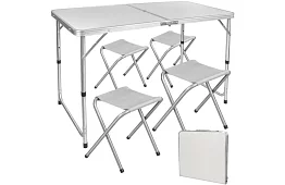 Set de camping pliant - masă + 4 scaune