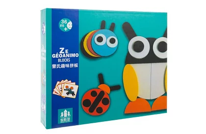 Puzzle geometrice din lemn - animale