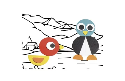 Puzzle geometrice din lemn - animale