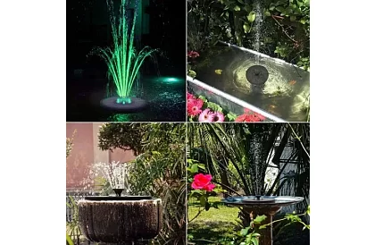 Fântână solară plutitoare cu iluminare RGB