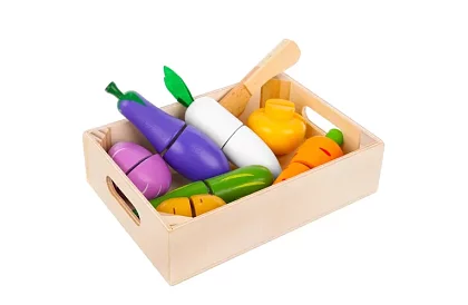 Fructe și legume din lemn pentru tăiat - în cutie
