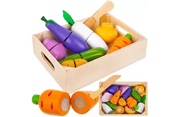 Fructe și legume din lemn pentru tăiat - în cutie