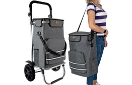 Geantă de cumpărături multifuncțională cu roți + curea de umăr