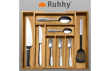 Organizator din bambus pentru sertare – suport pentru tacâmuri