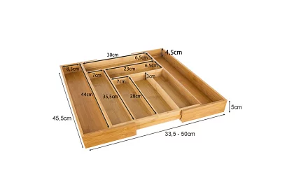 Organizator din bambus pentru sertare – suport pentru tacâmuri