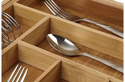 Organizator din bambus pentru sertare – suport pentru tacâmuri