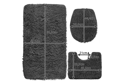 Covoare de baie – set de 3 bucăți - gri